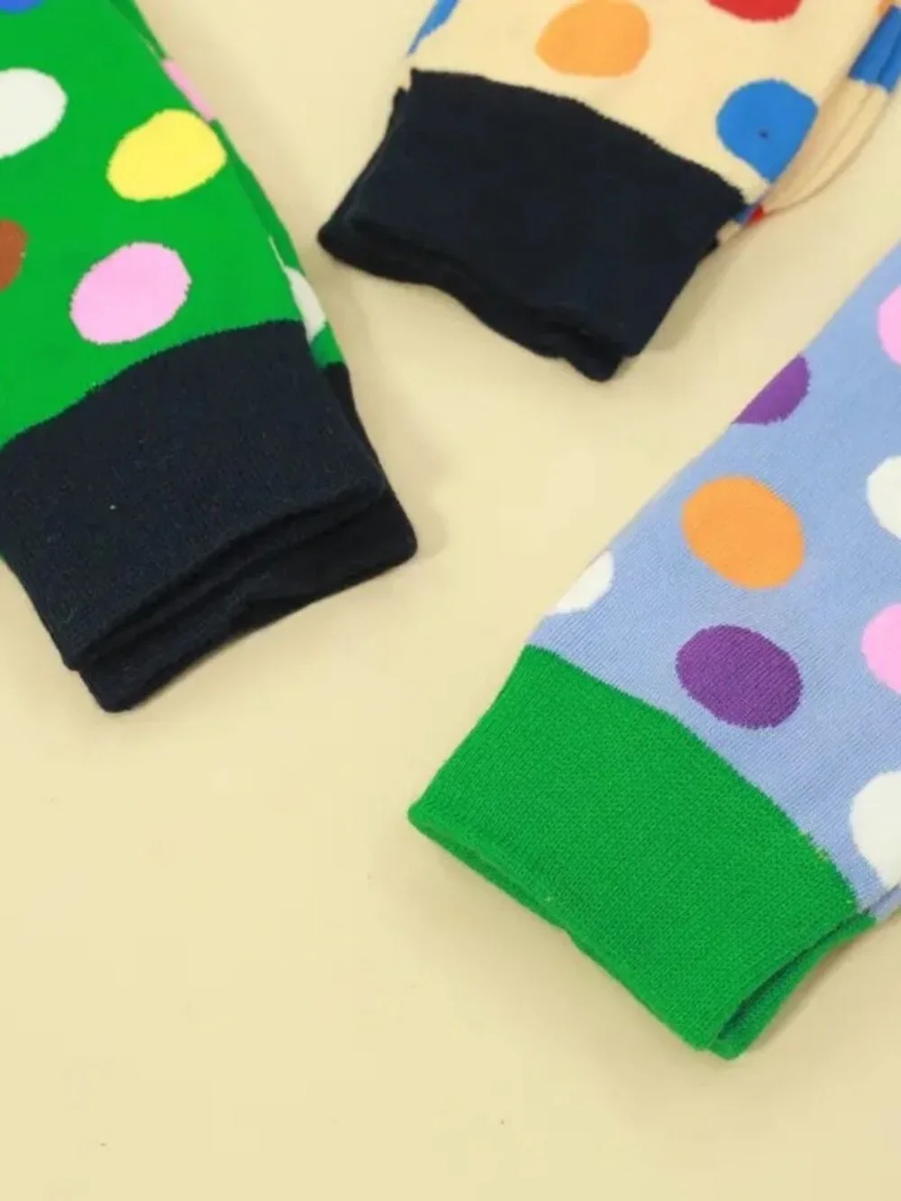 Miley Splash Womens Polka Dot Socks Colorful Dots on Blue Green Heel and Toe